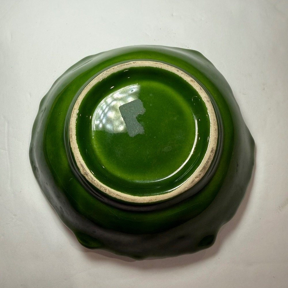 Green Ceramic Cabbage Leaf Small Bowl Majolica Style Trinket Dish 5" Vintage - Picture 6 of 6